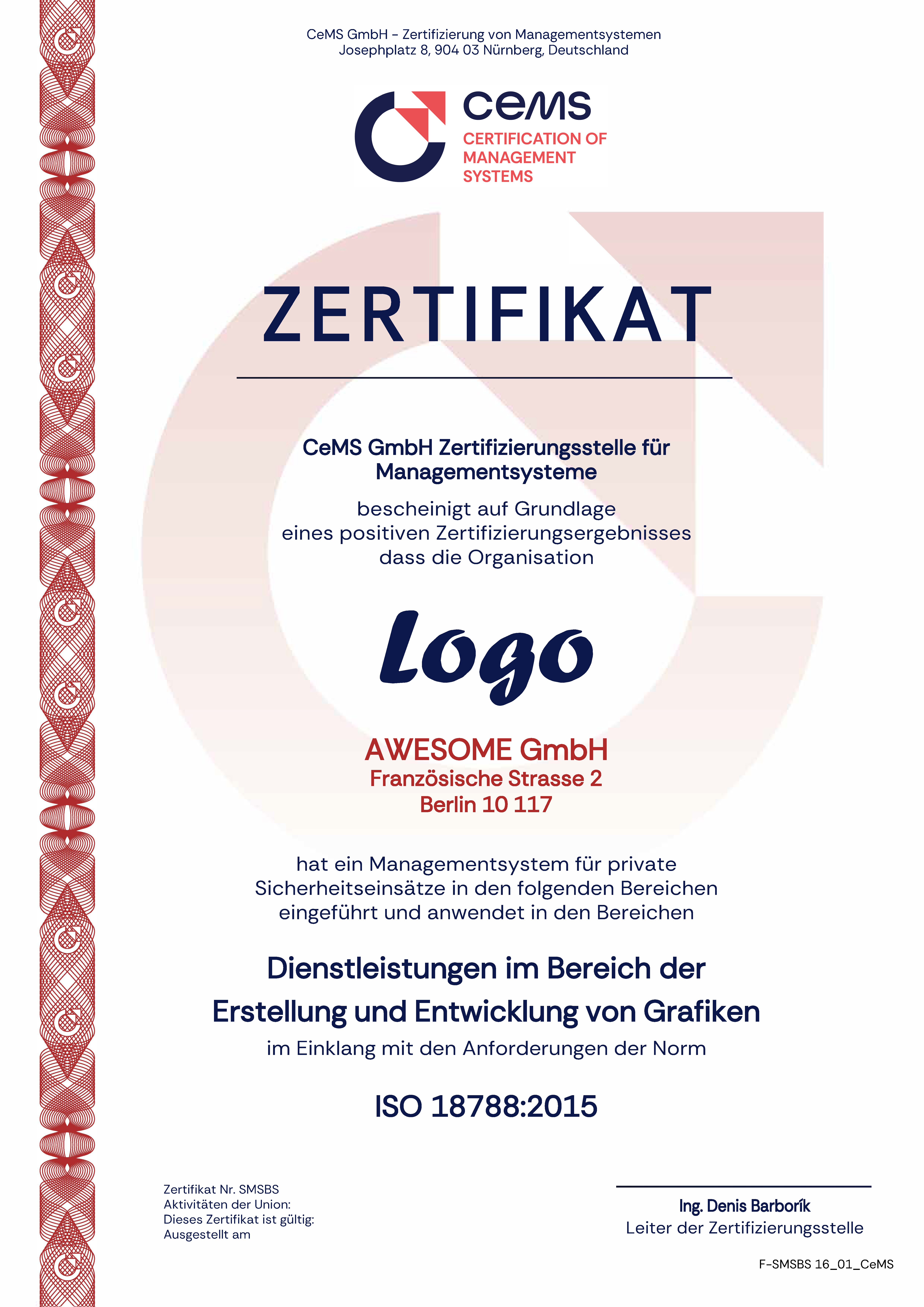 Zertifikat ISO 18788 cems