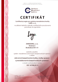 certifikát ISO 18788