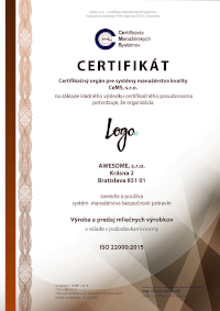 certifikát ISO 22000